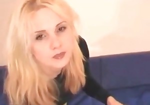 Blonde eats her fresh shit